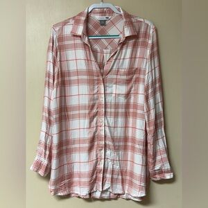 Old Navy Pink and White Plaid Shirt